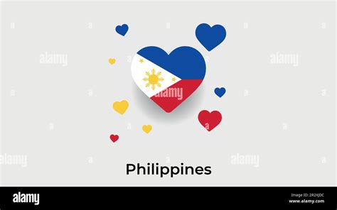 Philippines Country Heart Love Philippines National Flag Vector