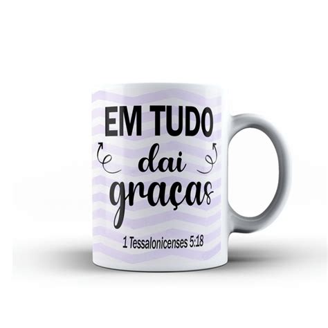 Caneca Personalizada Frase Bíblica cristã Graças Xícara Elo7