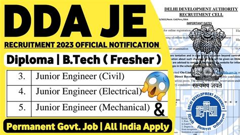 DDA JE Recruitment 2023 DDA JE Vacancy 2023 Delhi Development