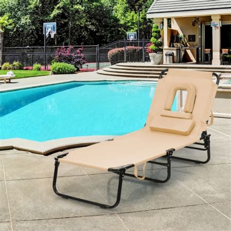 Gymax Folding Chaise Lounge Chair Bed Adjustable Beach Patio Camping