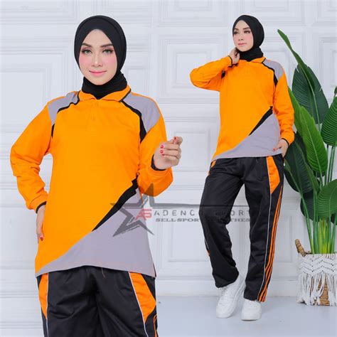 Jual Baju Olahraga Wanita Set Setelan Baju Olahraga Kerah Wanita