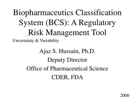 Ppt Biopharmaceutics Classification System Bcs A Regulatory Risk Management Tool Powerpoint