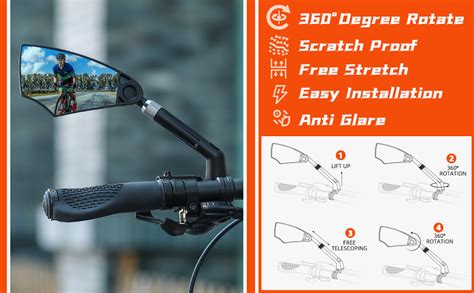 Amazon West Biking Anti Glare Handlebar Bike Mirror Bike Rear