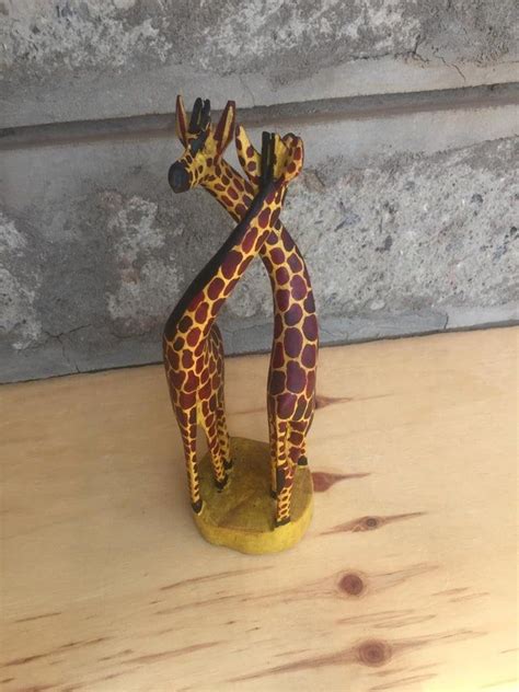 Giraffe Wood Carving African Wooden Giraffe Hand Carved Etsy