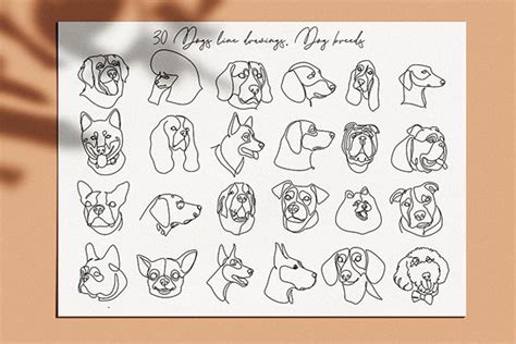 30 Dogs Line Drawings Dog Breeds Dog One Line Art On Behance Dog Line