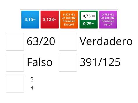 Transformar Decimales Exactos Puros Mixtos Une Las Parejas