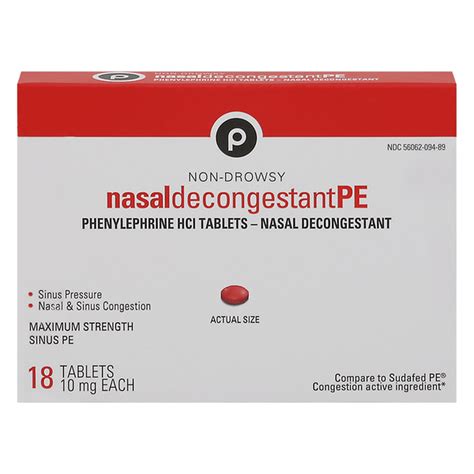 Publix Nasal Decongestant Pe Maximum Strength 10 Mg Tablets 18 Each Delivery Or Pickup Near