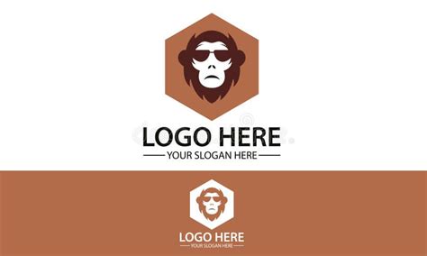 Design Do Logotipo Geek Do Macaco De Cor Castanha Ilustra O Do Vetor