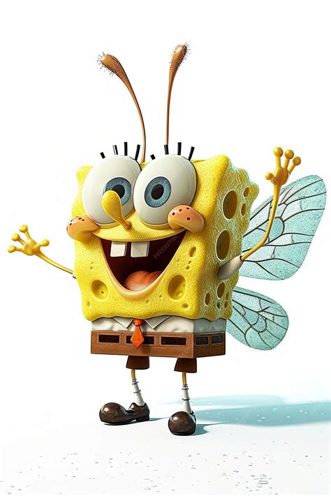 Strange Moth SpongeBob isolated on white background | Premium AI