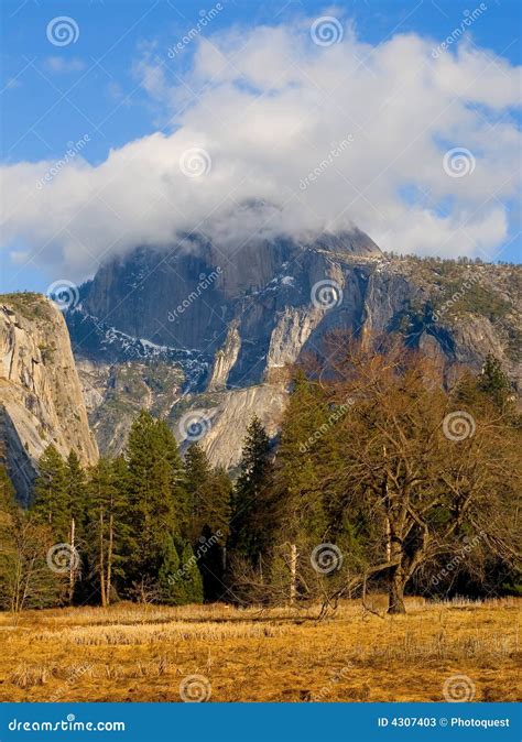 Half Dome Covered In Fog In Yosemite Stock Image Image Of Pristine