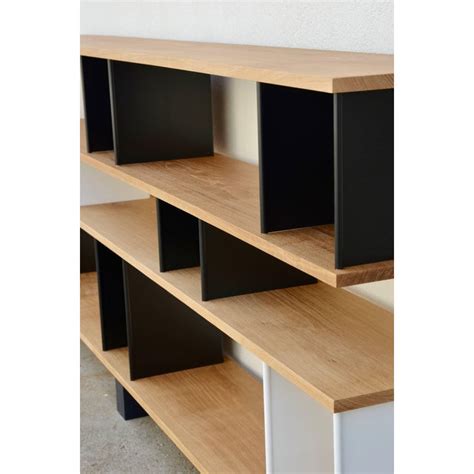 Design Frères Low Oak Black And White Horizontale Shelving Unit Chairish