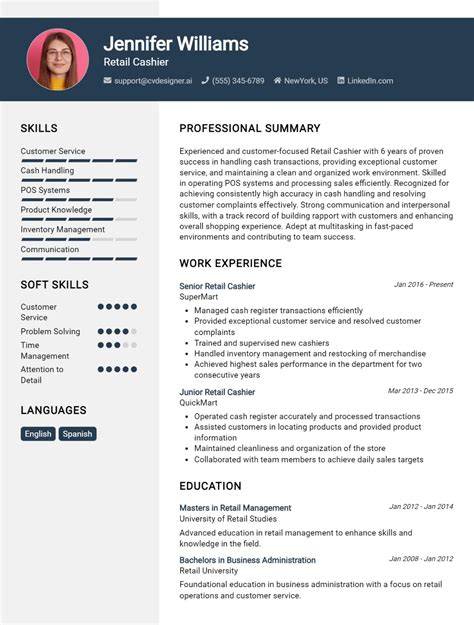 Retail Cashier CV Example For 2024 Best Formatting Tips CVDesigner Ai