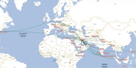 Kuwait airways destinations map - Map of kuwait airways destinations ...