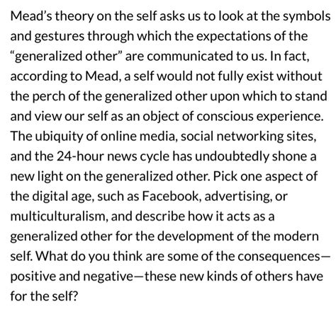 Solved Mead's theory on the self asks us to look at the | Chegg.com