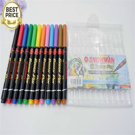 Jual Snowman Brushpen Brush Pen Kuas Kaligrafi Warna Set Isi