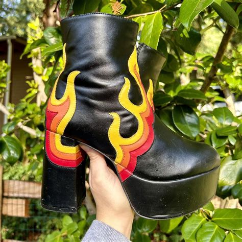 ICONIC PLATFORM FLAME BOOTS By CURRENT MOOD Depop