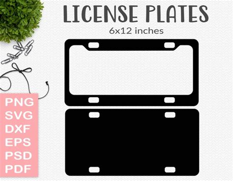 Car License Plate And Frame Template Set Printable Craft Cut Etsy