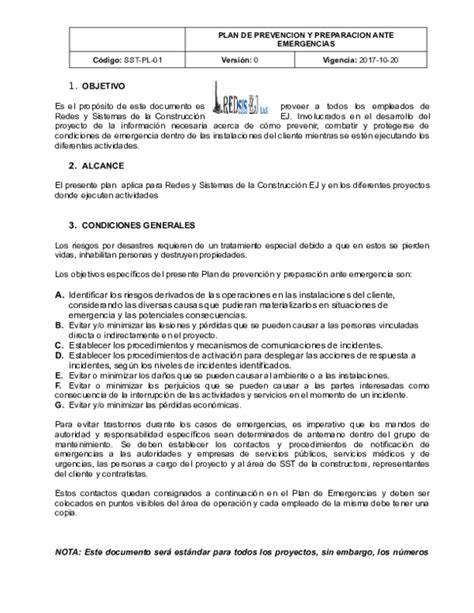 Doc Sst Pl 01 Plan De Emergencias Barra3 Barra3