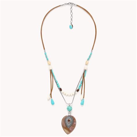 Malibu Collier Long Pendentif Pampilles Nature Bijoux