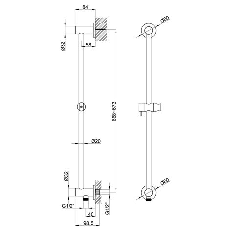 Imex Round Slide Rail With Integrated Wall Outlet Elbow Brushed Brass