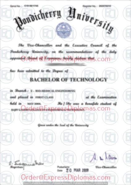 University Pondicherry Degree Diploma Certificate India Express