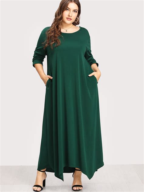 Long Sleeve Solid Maxi Dress Shein Sheinside