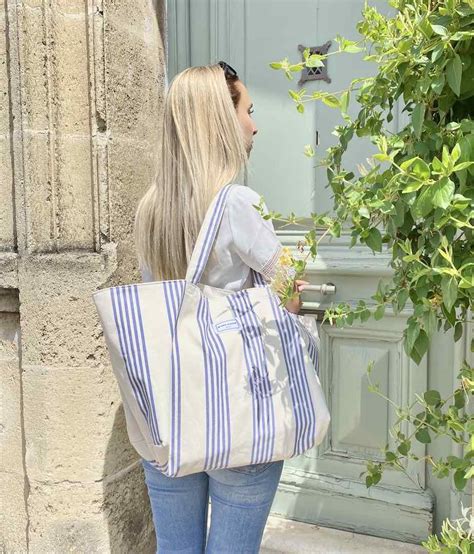 Sac Cabas Rayures Bleues Le Basque Maison Mallow Made In France