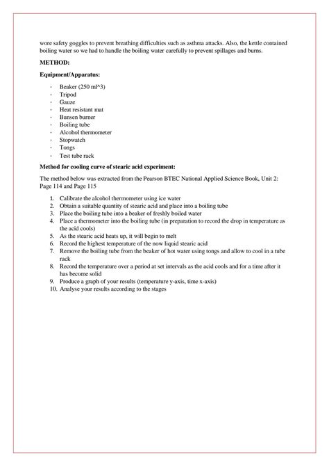 SOLUTION Btec Applied Science Unit 2 Learning Aim B Cooling Curve Of