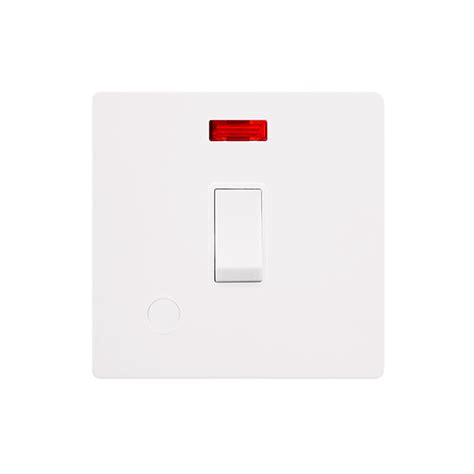 20a Double Pole Switch With Neon And Flex Outlet Metal White Cover