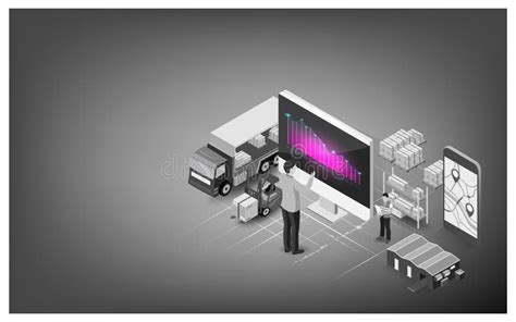 D Isometric Logistics Planning Management Concept With Planning