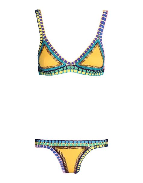 Kiini Ro Crochet Trim Bikini In Yellow Lyst