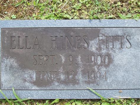 Minnie Ella Hines Fitts Find A Grave Memorial