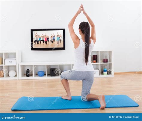 Athletic Woman Doing Exercises At Home Stock Image Image Of Following