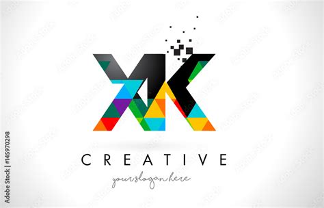 Xk X K Letter Logo With Colorful Triangles Texture Design Vector Stock Vector Adobe Stock