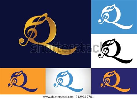 Initial Q Monogram Alphabet Musical Note Stock Vector Royalty Free