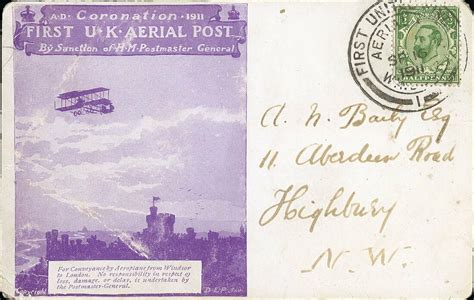 2451 Great Britain 1911 Coronation Aerial Post Postcards Violet Privi