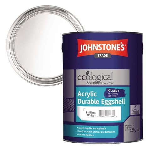 Johnstones Acrylic Eggshell Brilliant White 5ltr Selco