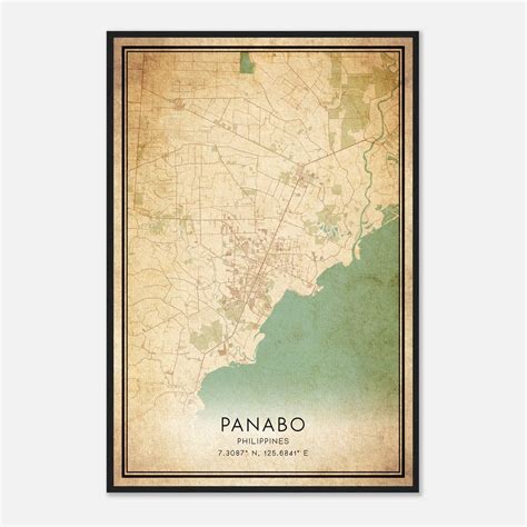 Vintage Panabo Philippines Map Poster, Panabo City Road Wall Art Print ...