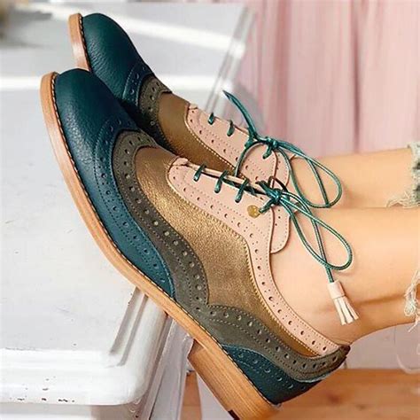 Women S Oxfords Brogue Party Outdoor Daily Color Block Summer Flat Heel