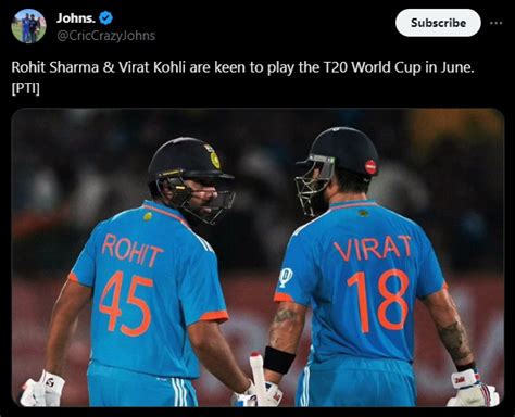 Rohit Sharma And Virat Kohli Are Keen To Play The T20 World Cup In June