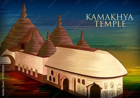 Vector Illustration Of Historical Monument Kamakhya Temple In Guwahati