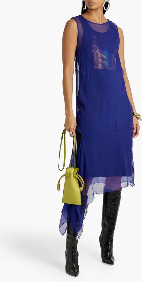 Dries Van Noten Layered Asymmetric Silk Crepon Midi Dress ShopStyle