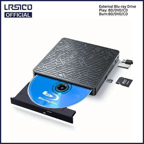 Bluray Unidad Externa Usb Tipo C Cd Bd Writer Con Ranuras Sd Tf Y