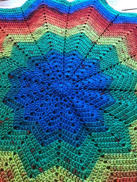 Point Star Rainbow Crochet Baby Afghan Blanket Etsy