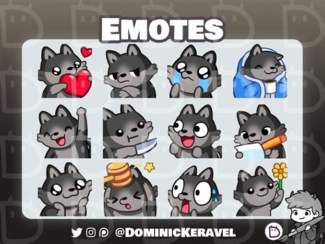 Dark Wolf Emotes Twitch Discord Pack Cute Wolves Gaming Anime Emojis