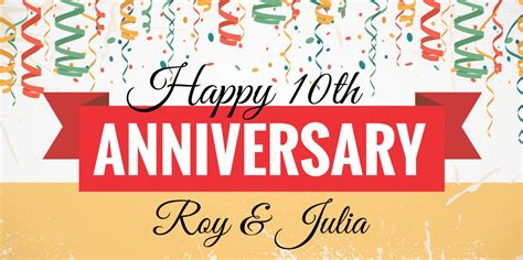 Happy 10th Anniversary Banner With Streamers Etsy