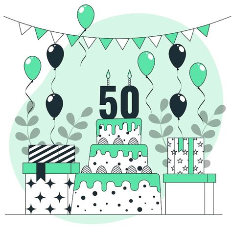 Free Vector 50th Birthday Concept Illustration