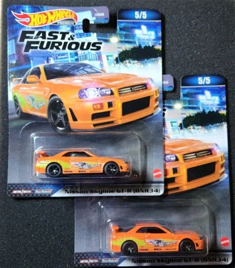 HOT WHEELS Nissan Skyline GTR R34 BNR34 Premium Fast Furious Orange