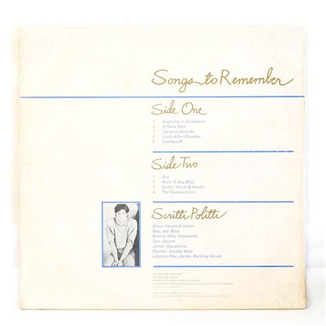 Scritti Politti - Songs To Remember - Raw Music Store