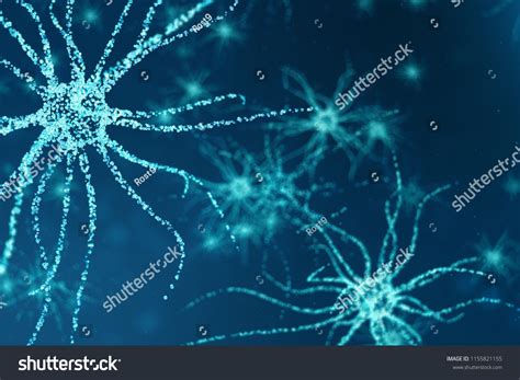 Conceptual Illustration Of Neuron Cells With Glowing Link Knots